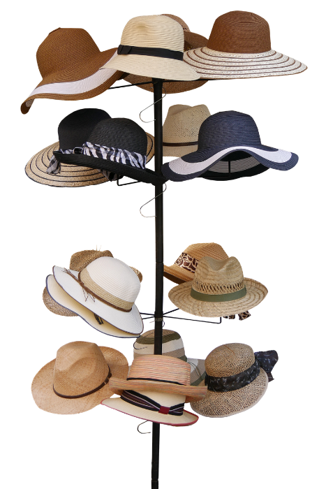 rack of hats for a hat parade